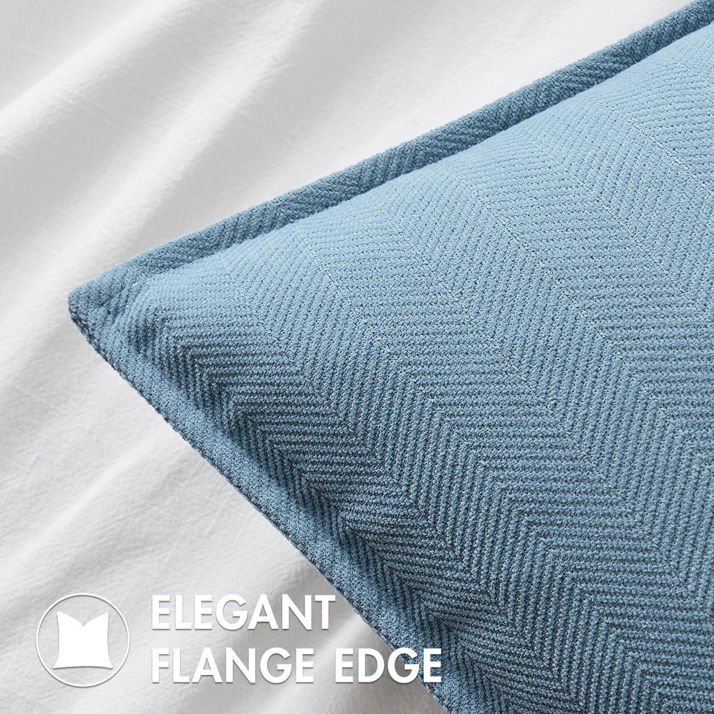 Miulee Pack Of 2 Light Blue Decorative Pillow Covers 24X24 Inch Soft Chenille Luxurious Couch Throw Pillows Farmhouse Cushion Covers Euro Shams With Elegant Design For Sofa Bed Living Room Home Decor