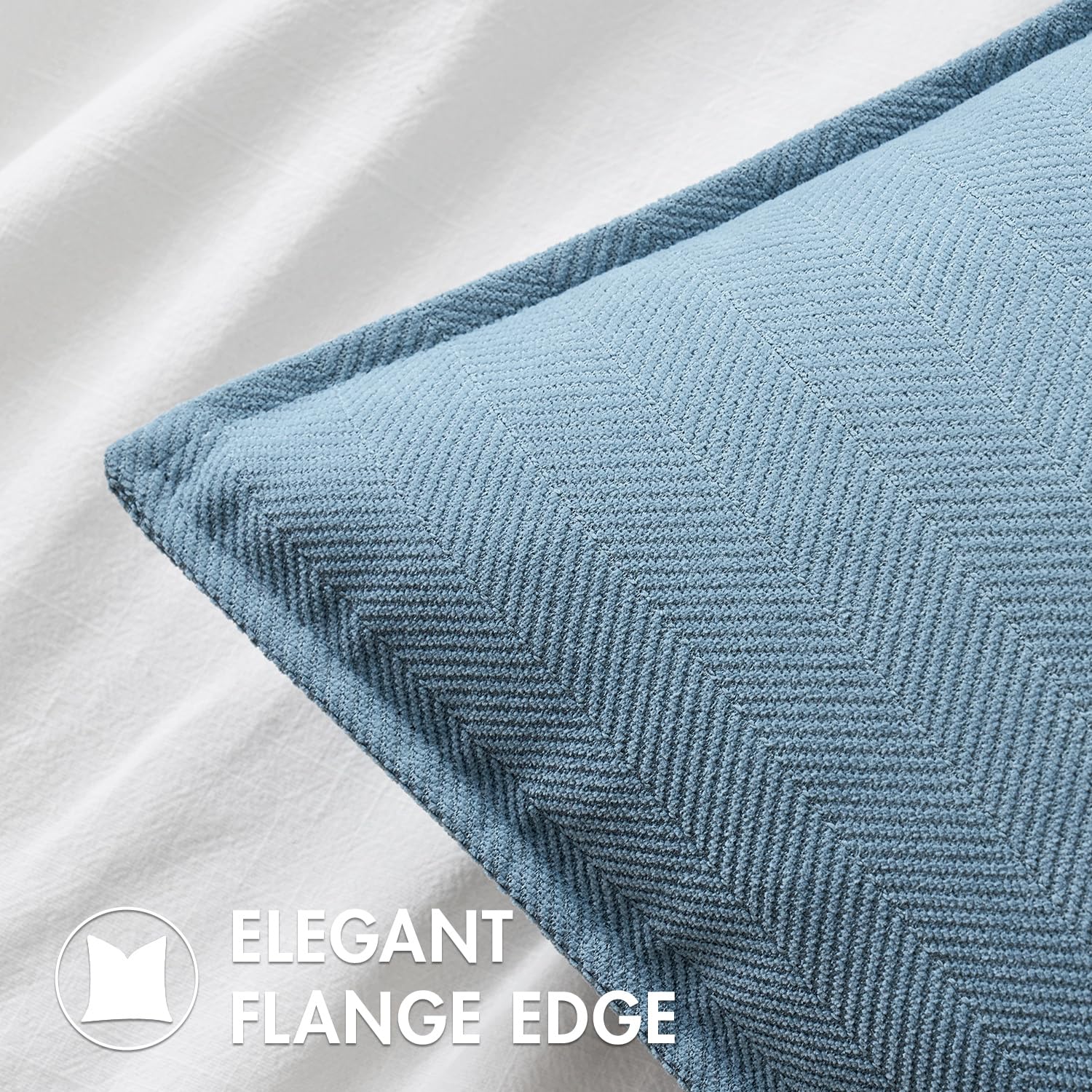 Miulee Pack Of 2 Light Blue Decorative Pillow Covers 20X20 Inch Soft Chenille Luxurious Couch Throw Pillows Farmhouse Cushion Covers With Elegant Design For Sofa Bedroom Living Room Home Decor