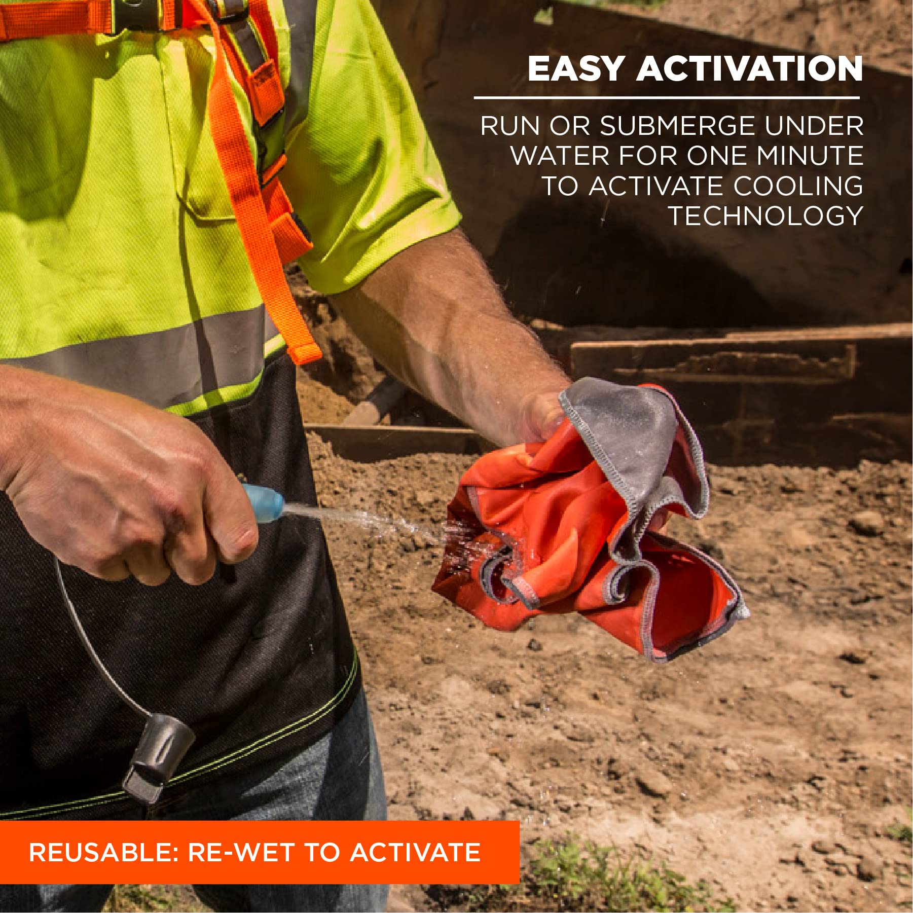 Ergodyne Chill Its 6602MF Cooling Towel, Soft Microfiber Material, UPF 50+,Lime,41" x 9.84"