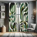 Ambesonne Mid Century Modern Window Curtains, Leafy Atmosphere Abstract Designed Roundy Branches Swirls Boho, Lightweight Decora