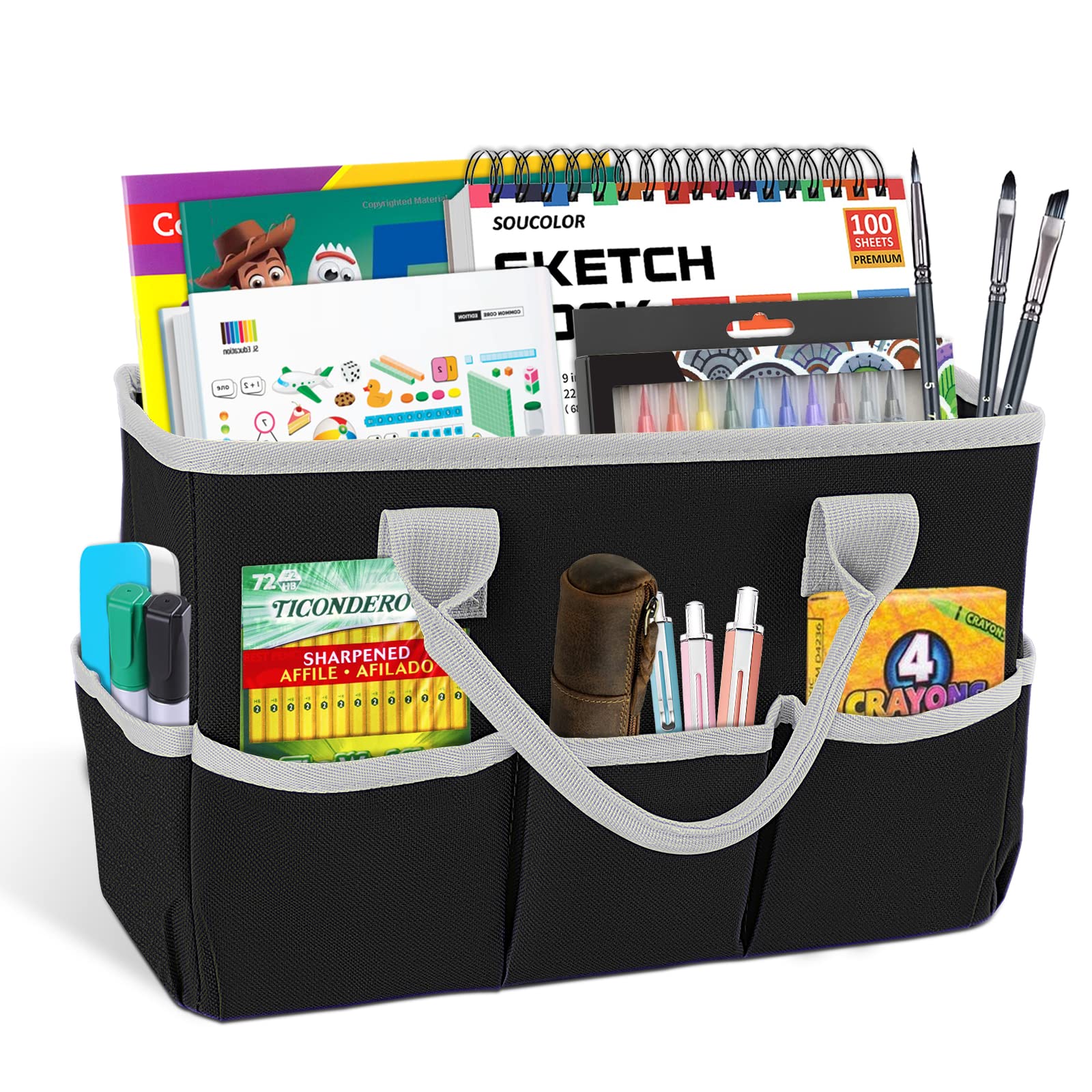 Godery Desktop Tote And Stock Organize, Teacher Helper Tote Bag Organization For Arts, Books, Stationery, Etc, And Office Desk O