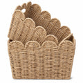 Rattanzenith Scalloped Storage Baskets Set of 2, BuiltIn Handles