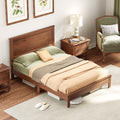 Giantex Wood Full Platform Bed Frame with Headboard, Mid Century Bed Frame with Solid Wood Legs & Wooden Slat Support, Pallet Be