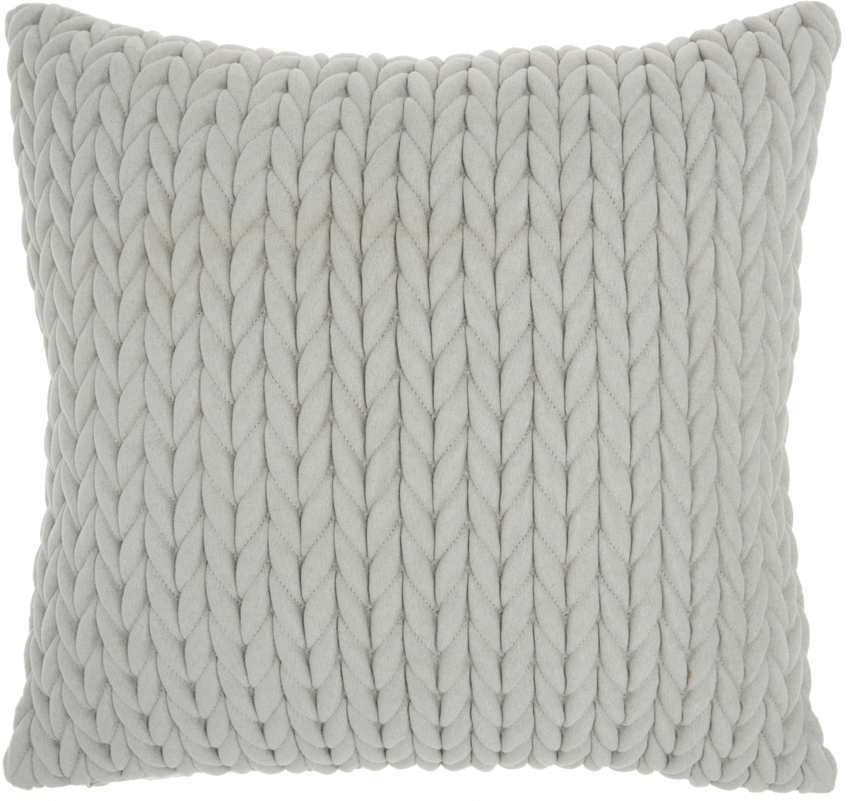 HomeRoots Lt Grey 100% Polyester Light Gray Chunky Braid Throw Pillow