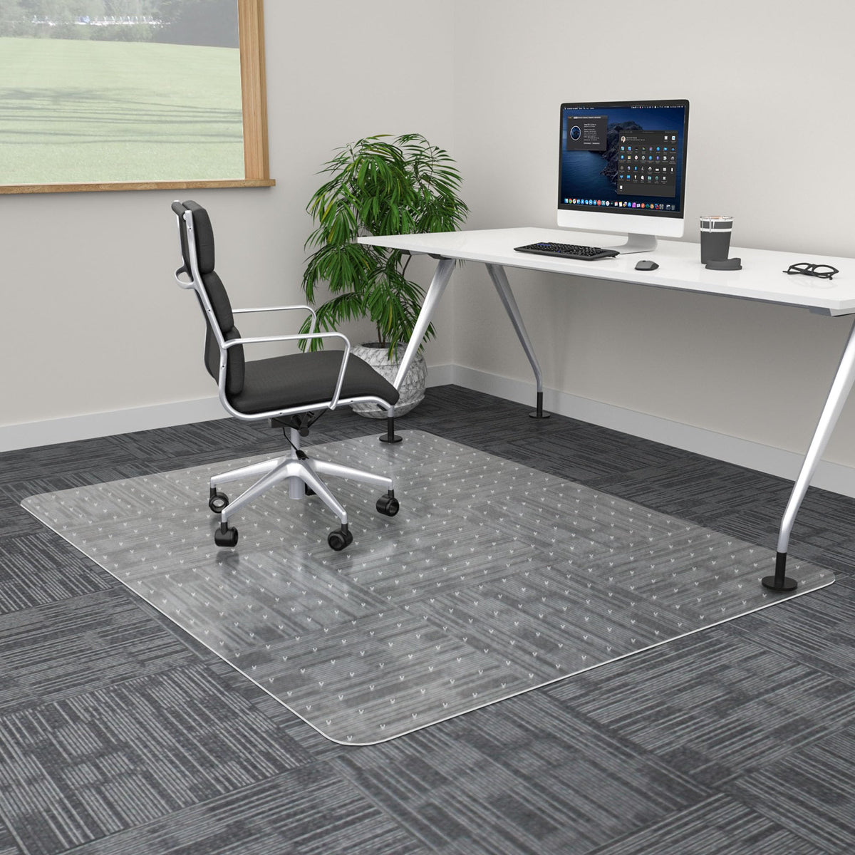 100Pointone Extra Large Office Chair Mat For Carpet, 46' X 60' Clear Desk Chair Mat For Low Pile Carpeted Floors- Easy Glide P