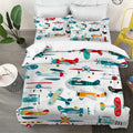 Yasida Kids Airplane Comforter Set Twin Size Colorful Cartoon Propeller Plane Bedding Set Kids Boys Bedding Sets Twin Teens Cart
