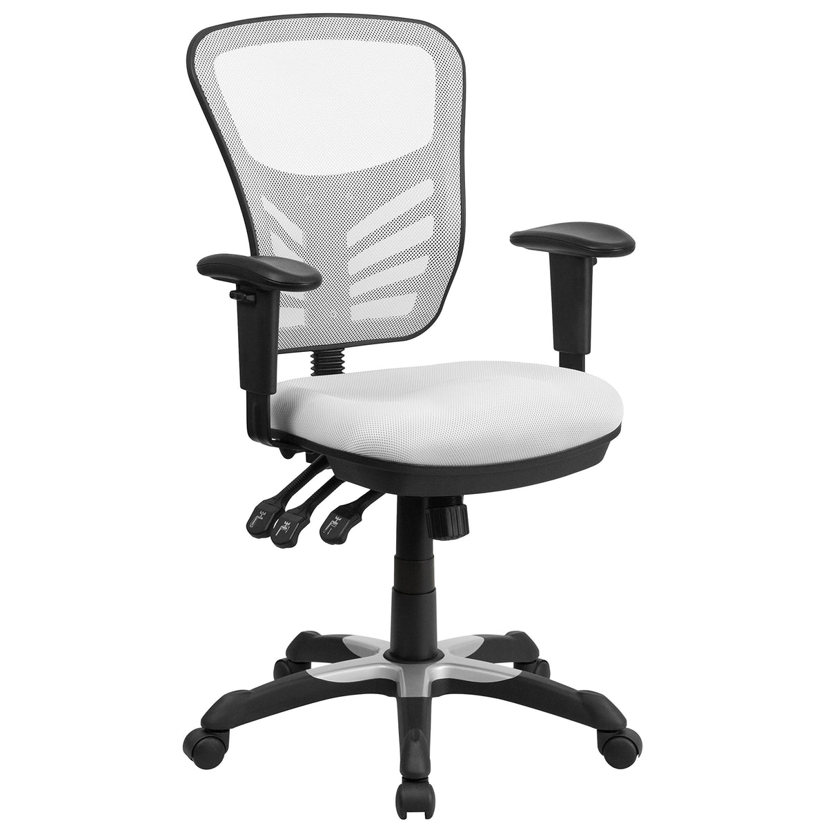 Flash Furniture Nicholas Mid-Back Swivel Office and Gaming Chair, Ergonomic Mesh Office Chair with Adjustable Lumbar Support and Height, White