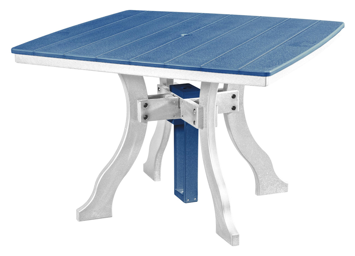 American Furniture Classics Dining Height Square Table, Blue With White Base