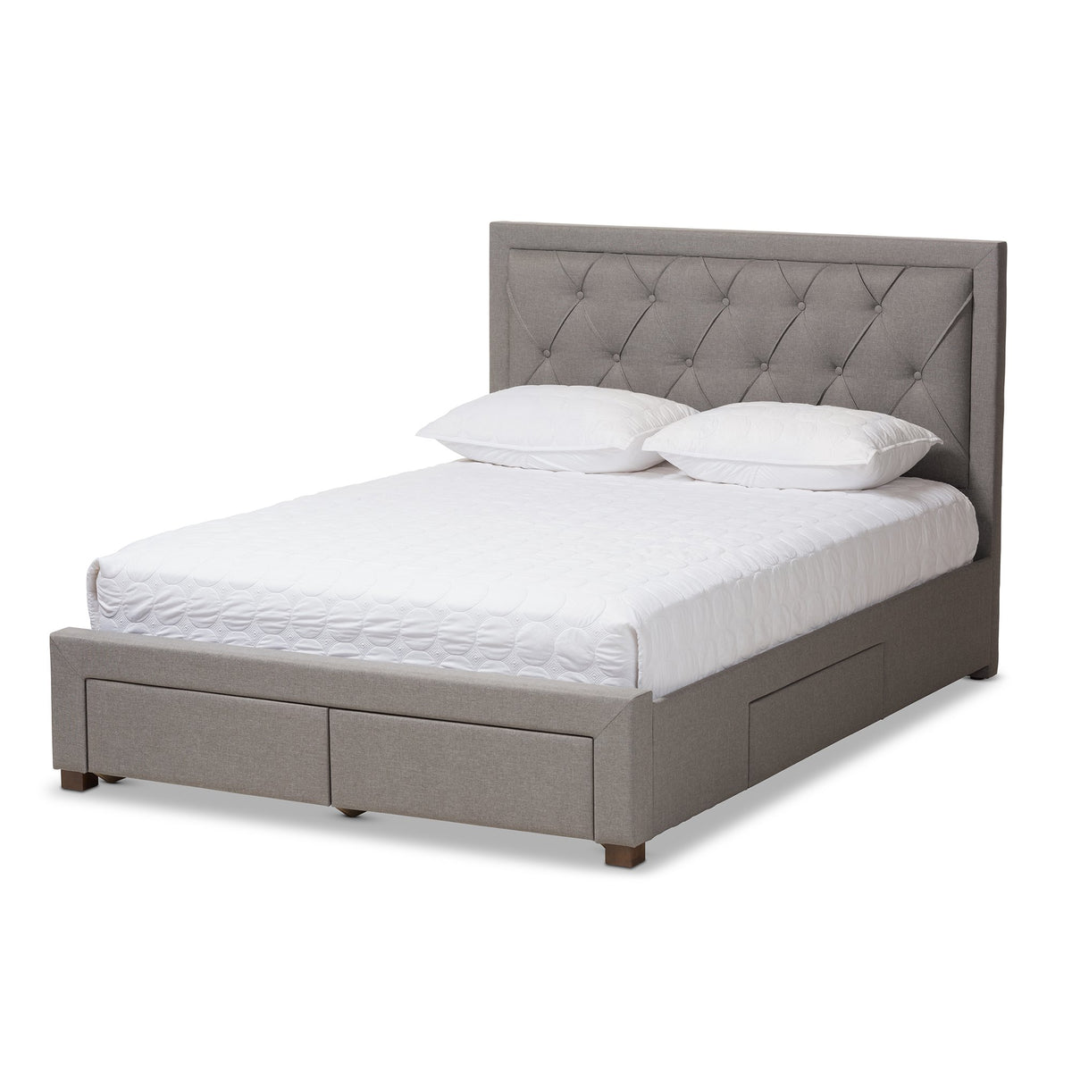 Baxton Studio Aurelie Modern And Contemporary Light Grey Fabric Upholstered Queen Size Storage Bed Grey/Queen//Contemporary/Fabric Polyester 100%&quot;/Rubber Wood/Mdf/Foam