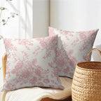 Kawani Pink And Cream Floral Pillow Covers 18X18 Inch Set Of 2 Vintage Throw Chinoiserie Flower Pillowcases Farmhouse Cotton Lin