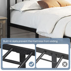 Yaheetech 14 Inch Full Size Bed Frame Metal Platform Bed With Spindle Headboard Footboard/Mattress Foundation/No Box Spring Needed/Underbed Storage Space/Steel Slat Support/Easy Set Up, Black
