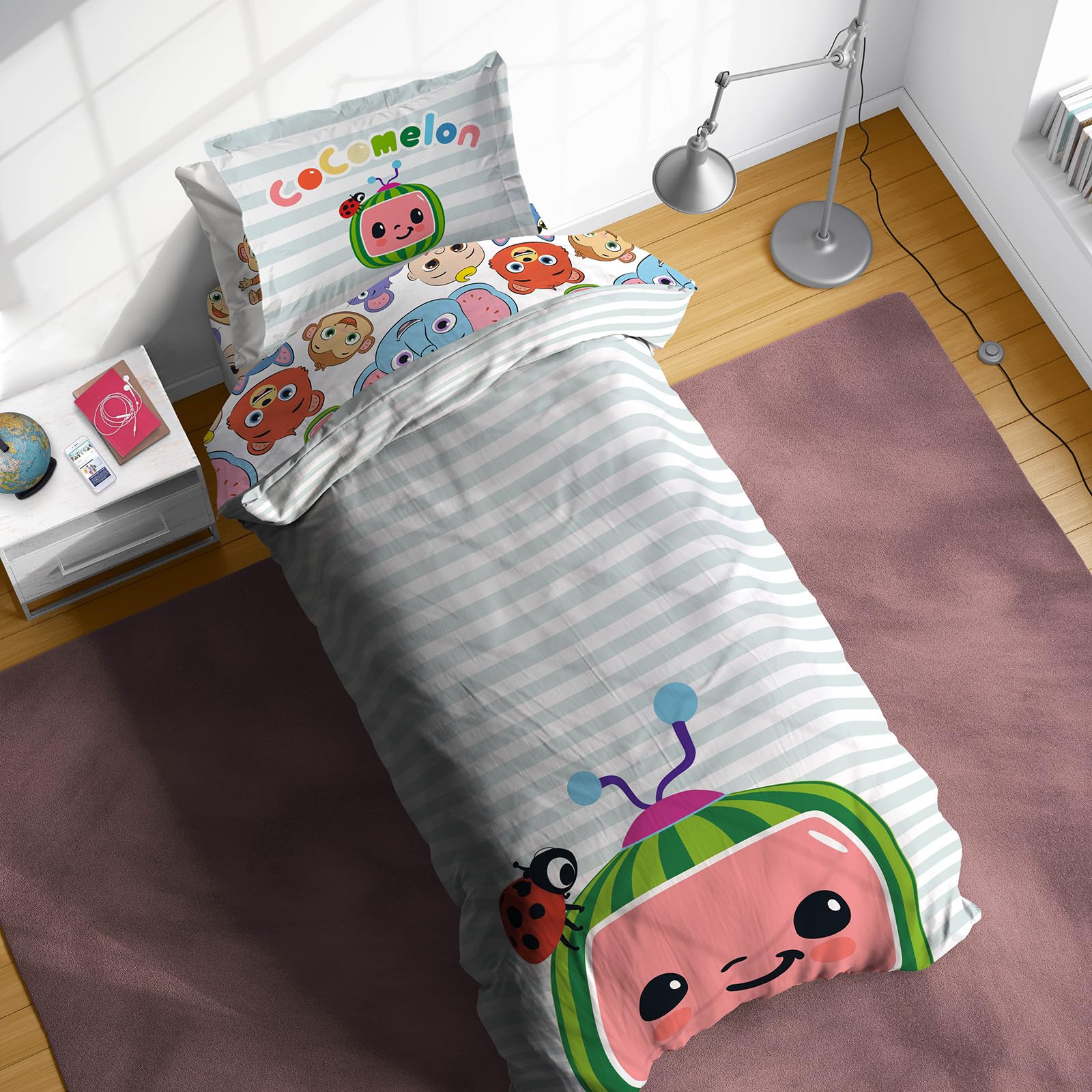 Cocomelon Twin Size Comforter Set - 5 Piece Kids Bedding Includes Comforter, Sheets & Pillow Cover - Super Soft Microfiber Anima