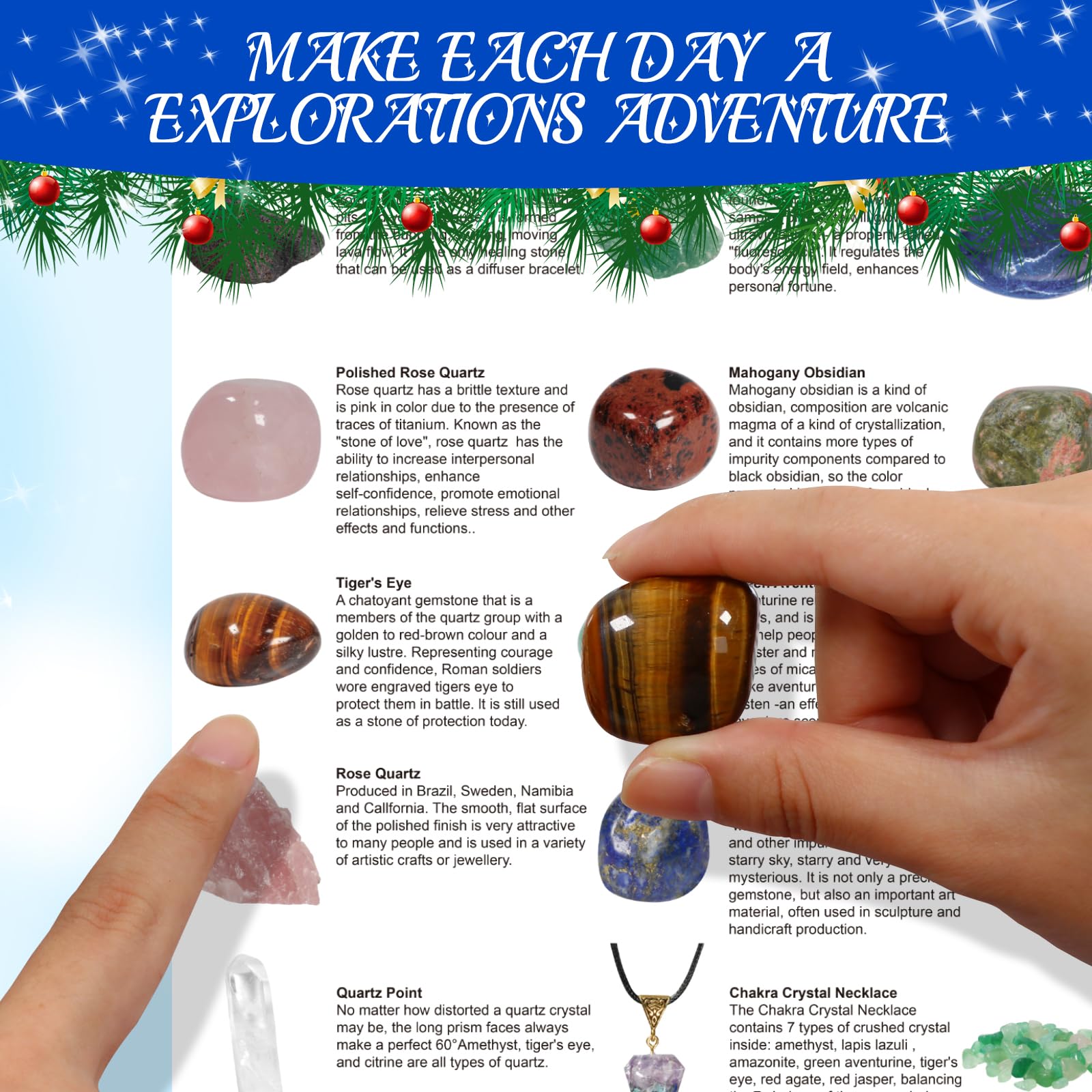 Pukamam Crystal Advent Calendar 2024 Rock Minerals & Fossils Collection 24 Day Christmas Countdown Calendars For Kids Adult