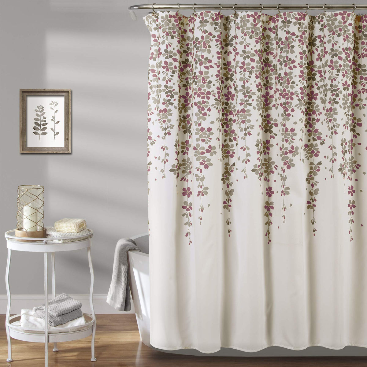 Lush Decor Weeping Flower Shower Curtain, Purple