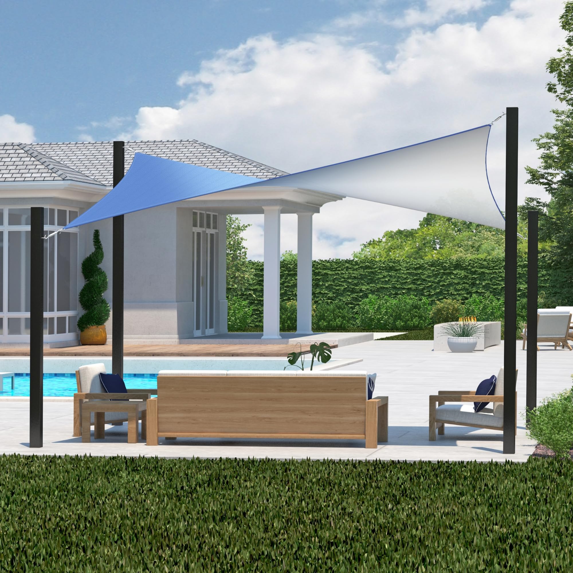 Coolaroo 95% Uv Block Dualshade Outdoor Sun Shade Sail With Hardware Kit, 12' X 8' Rectangle, Santorini