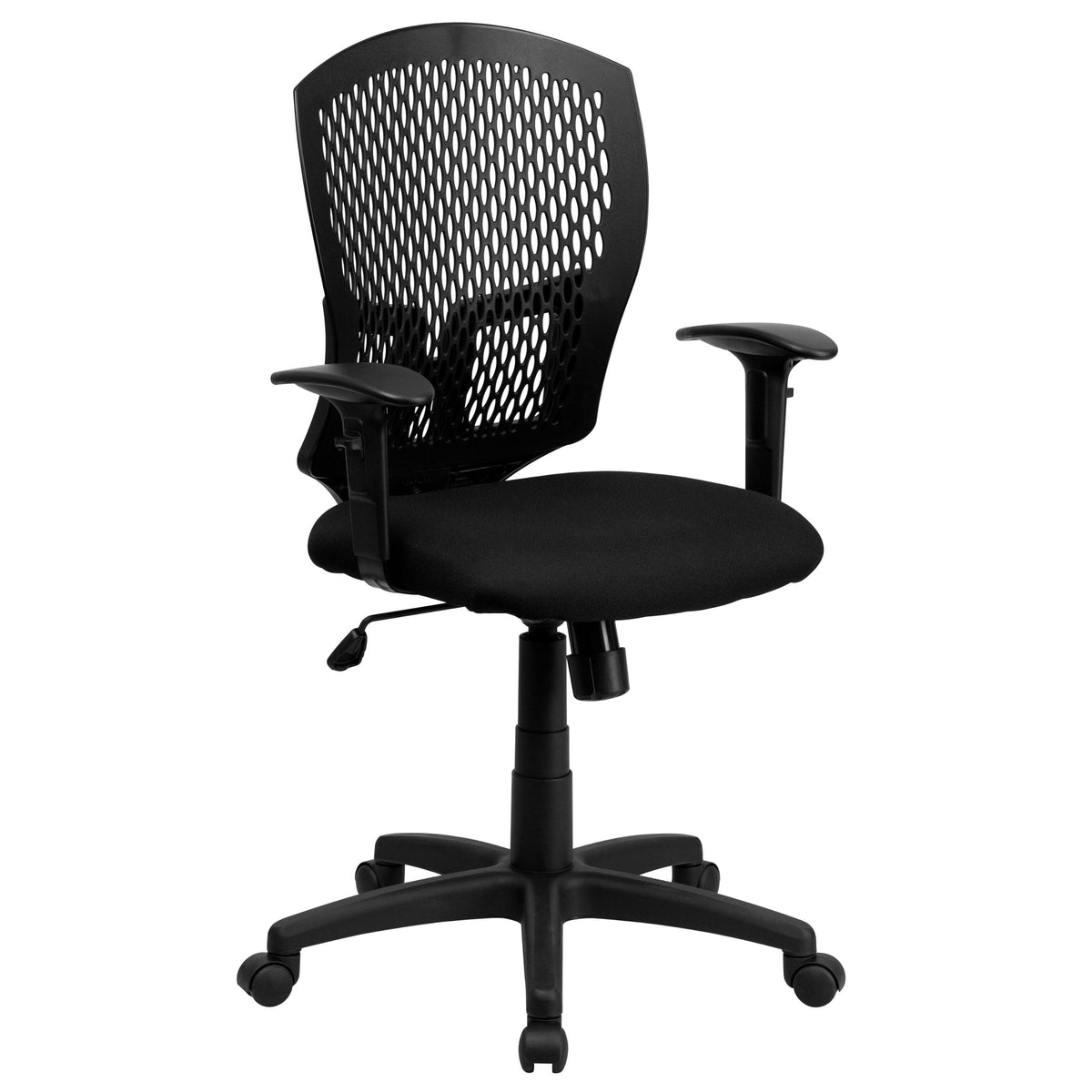 Flash Furniture Moss Mid-Back Designer Back Swivel Task Office Chair with Fabric Seat and Adjustable Arms