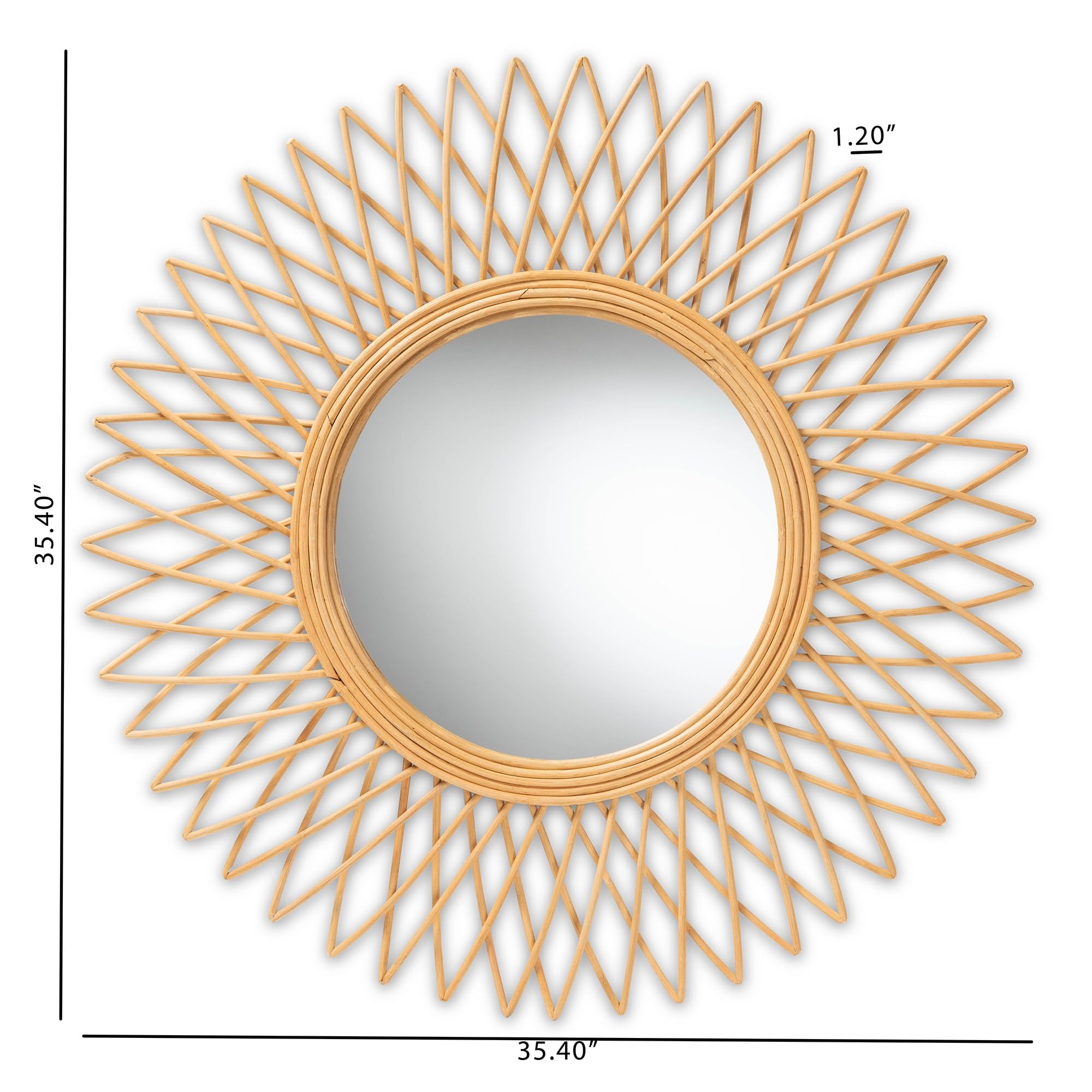 Baxton Studio Vera Modern Bohemian Natural Brown Rattan Accent Wall Mirror