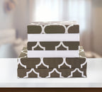 Elegant Comfort 6-Piece Moroccan Trellis Print Sheet Set, Super Cozy, Fade And Wrinkle Resistant, 1500 Premium Hotel Quality Microfiber, Deep Pocket Fitted Sheet With Smart Pockets, King, Gray