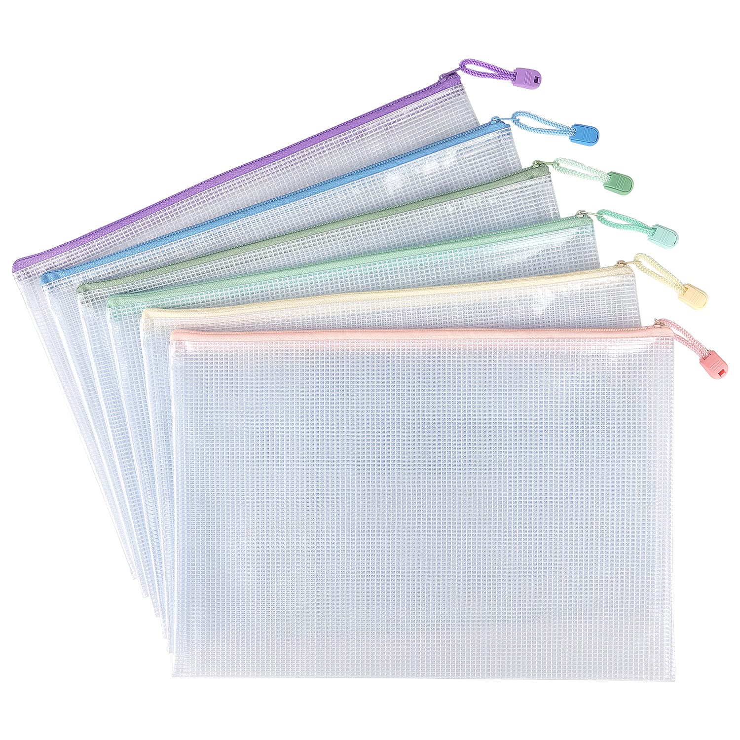 Tamaki 6 Pack Mesh Zipper Pouch Bags Waterproof Zipper Bags Durable Pouches For Organization Bag Board Game Storage, Document Ba