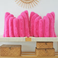 JOJUSIS Pack of 2 Faux Fur Plush Decorative Throw Pillow Covers Couch Cushion Case Soft Fluffy Pillowcases Wide Stripe (Hot Pink