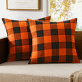 Miulee Fall Throw Pillow Covers Halloween Decorations Pack Of 2 Buffalo Check Farmhouse Plaids Polyester Linen Outdoor Cushion C