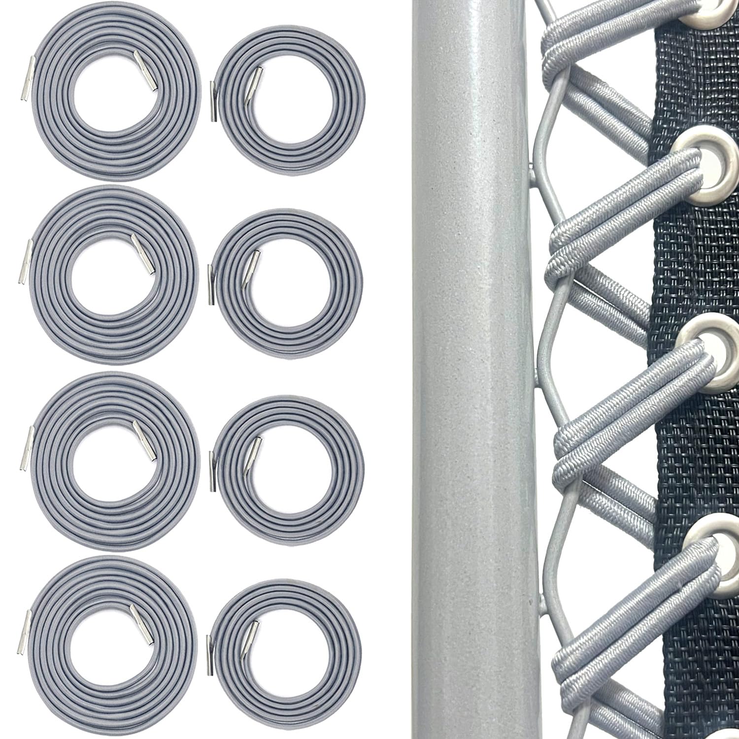 Ostlttyn Zero Gravity Chair Replacement Cord, 8 Pcs Durable Bungee Elastic Laces Replacement Cords For Zero Gravity Chair Lounge Chair Patio Recliner Lawn Chair Repair Kit, Grey