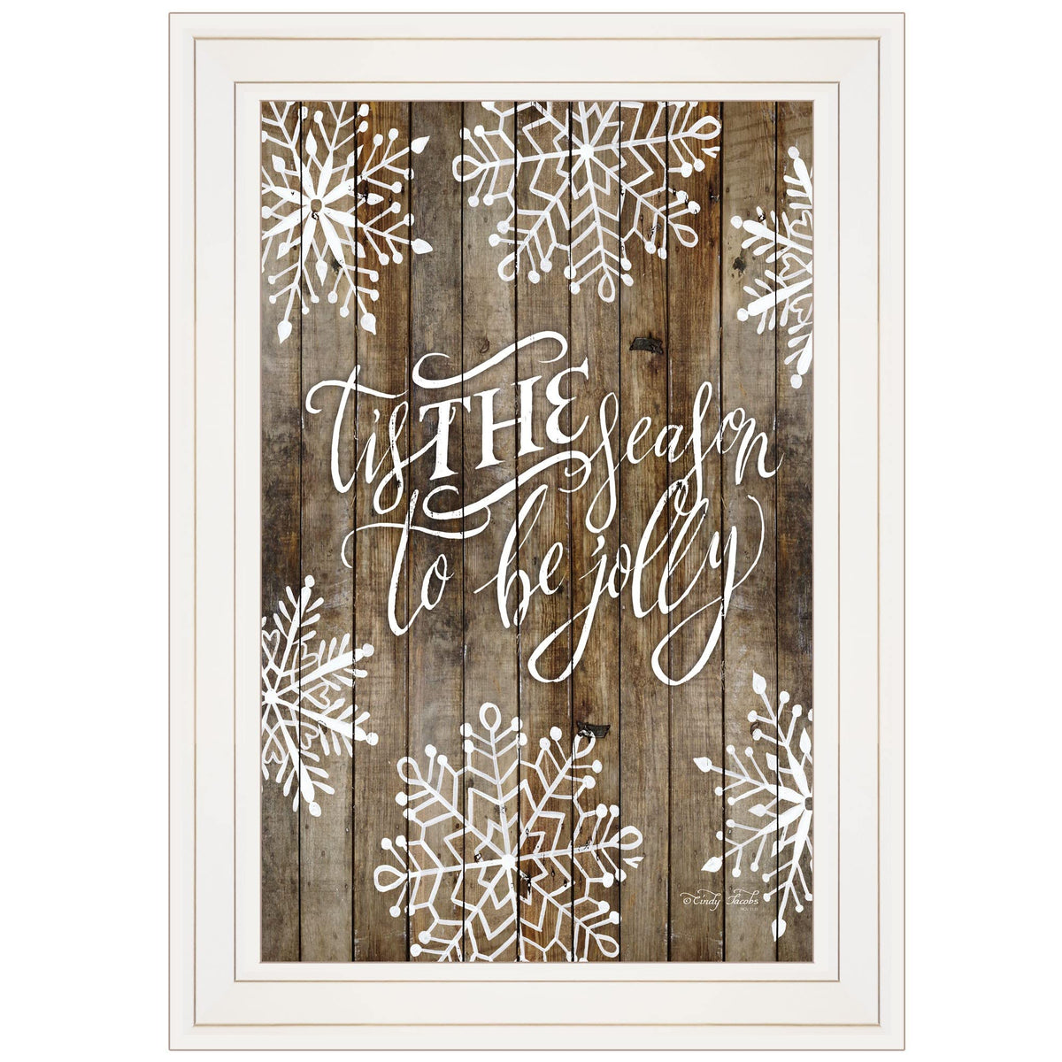 Tis The Season Snowflakes 1 White Framed Print Wall Art