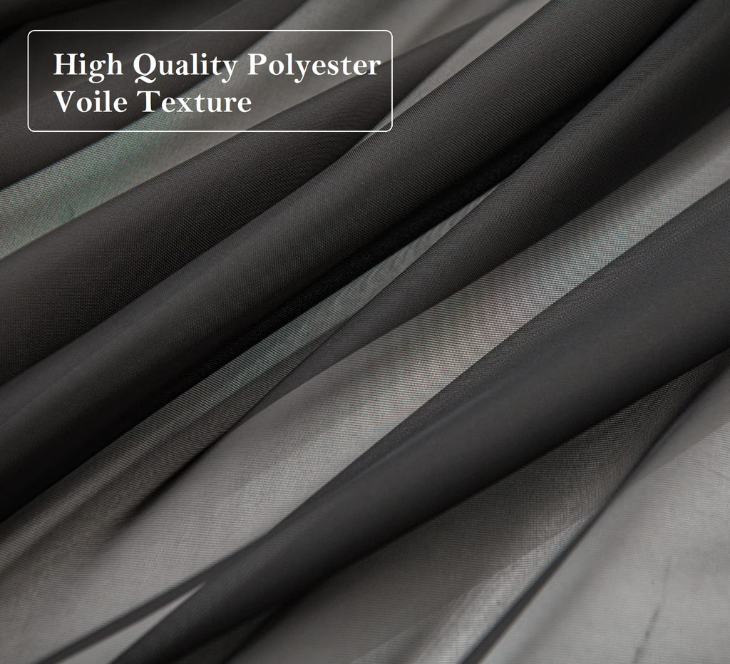 Pi Sheer Curtains 95 Inches Length With Grommets,Soft Voile Textured,Modern Home Decoration Draperies For Villa/Loft 2 Panels (W52 X L95, Black)