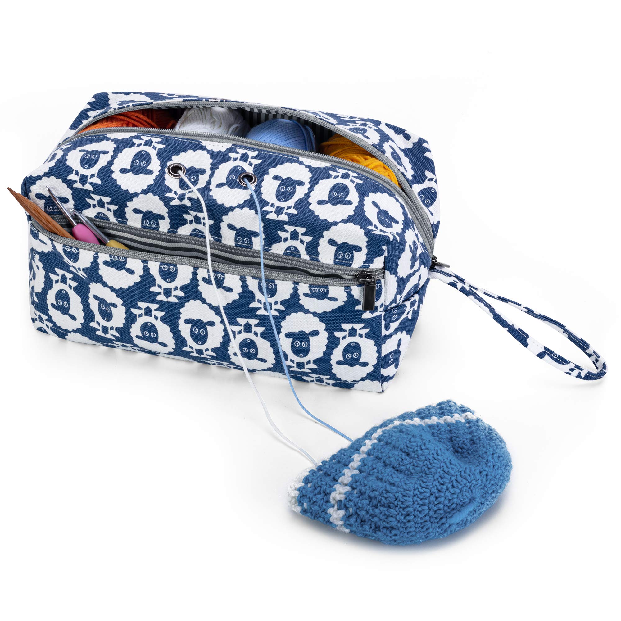 Luxja Yarn Storage Bag, Carrying Knitting Bag For Yarn Skeins, Crochet Hooks, Knitting Needles (Up To 10 Inches) And Other Small