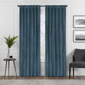 Eclipse Harper Velvet Rod Pocket Curtains for Bedroom, Single Panel, 50 in x 95 in, Teal