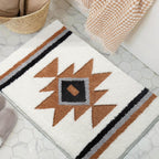 Tanvill Bathroom Rugs White Boho Bath Mat Non Slip, Soft Absorbent Microfiber Washable Aztec Bath Rug Floor Mat For Bathroom Sho