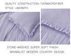 Chezmoi Collection Nora Lavender Comforter Set King Size 3-Piece Fluffy Soft Lightweight Bedding Ruffled Edge Trim Stone-Washed
