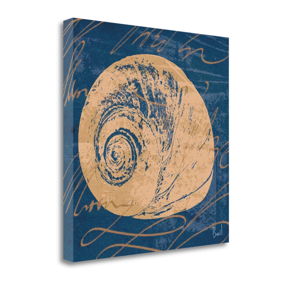 22' Seashell Print on Blue Background Gallery Wrap Canvas Wall Art