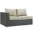 Modway EEI-1858-CHC-BEI Sojourn Wicker Rattan Outdoor Patio Sunbrella Fabric Left-Arm Loveseat in Canvas Antique Beige
