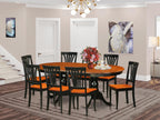 East West Furniture PLAV9-BCH-W 9 Piece Dining Set Includes an Oval Dining Room Table with Butterfly Leaf and 8 Kitchen Chairs, 42x78 Inch, Black & Cherry