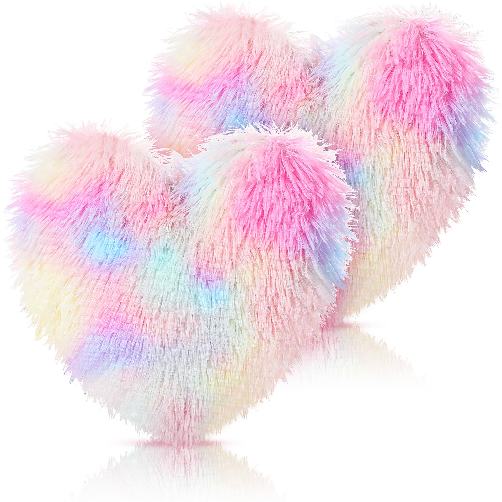 Marsui 2 Pcs Fluffy Heart Pillow Heart Shaped Plush Pillow Cute Throw Cushion Stuffed Heart Decorative Pillow Toy Gift For Valen