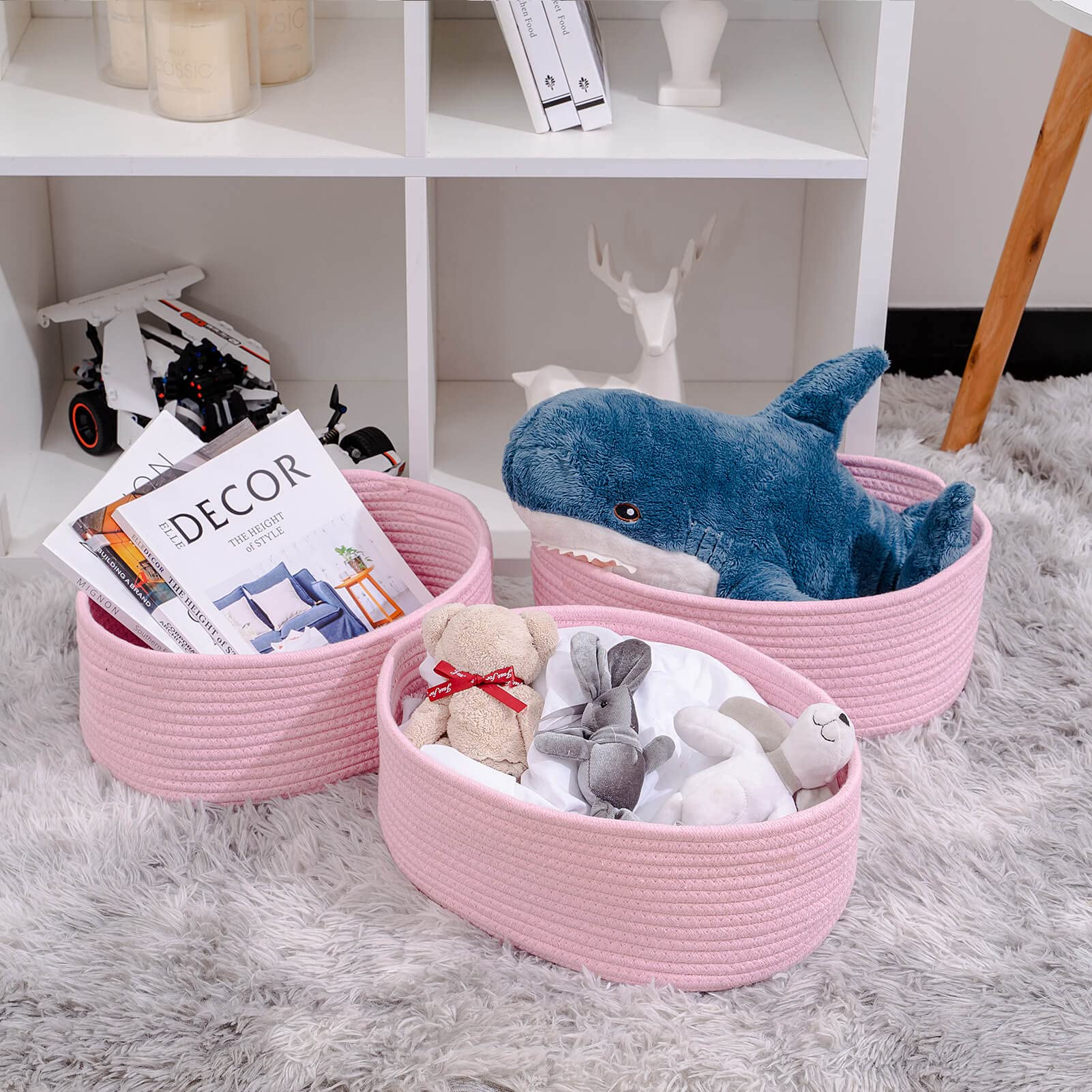 Kriitools Cute Baskets For Shelf Storage Small Woven Basket To Store And Organize Daily Items/Durable Rope Basket For Living Roo