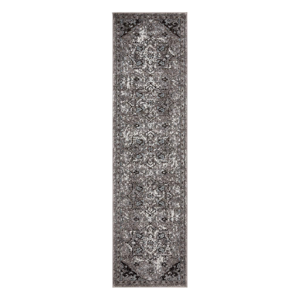 HomeRoots 531848 8 x 10 ft. Gray Medallion Power Loom Rectangle Area Rug
