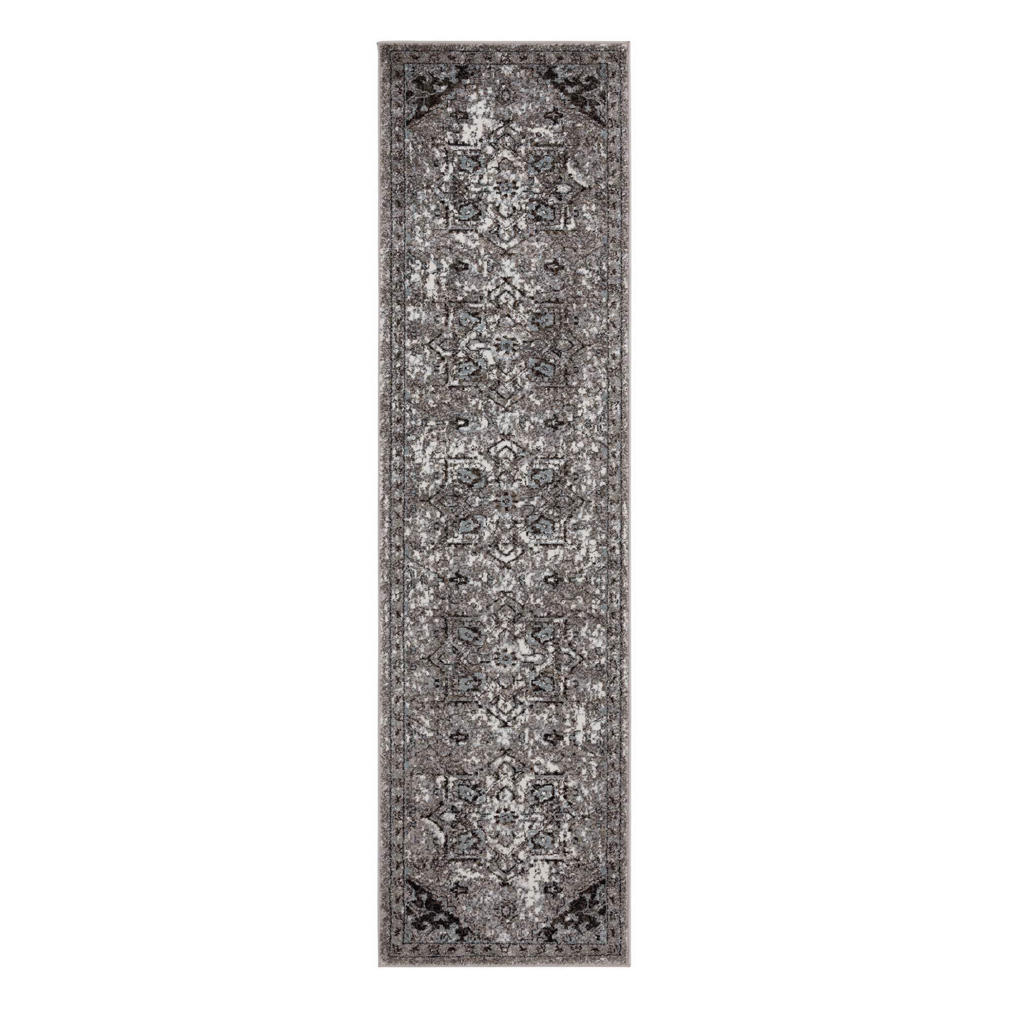 HomeRoots 531848 8 x 10 ft. Gray Medallion Power Loom Rectangle Area Rug