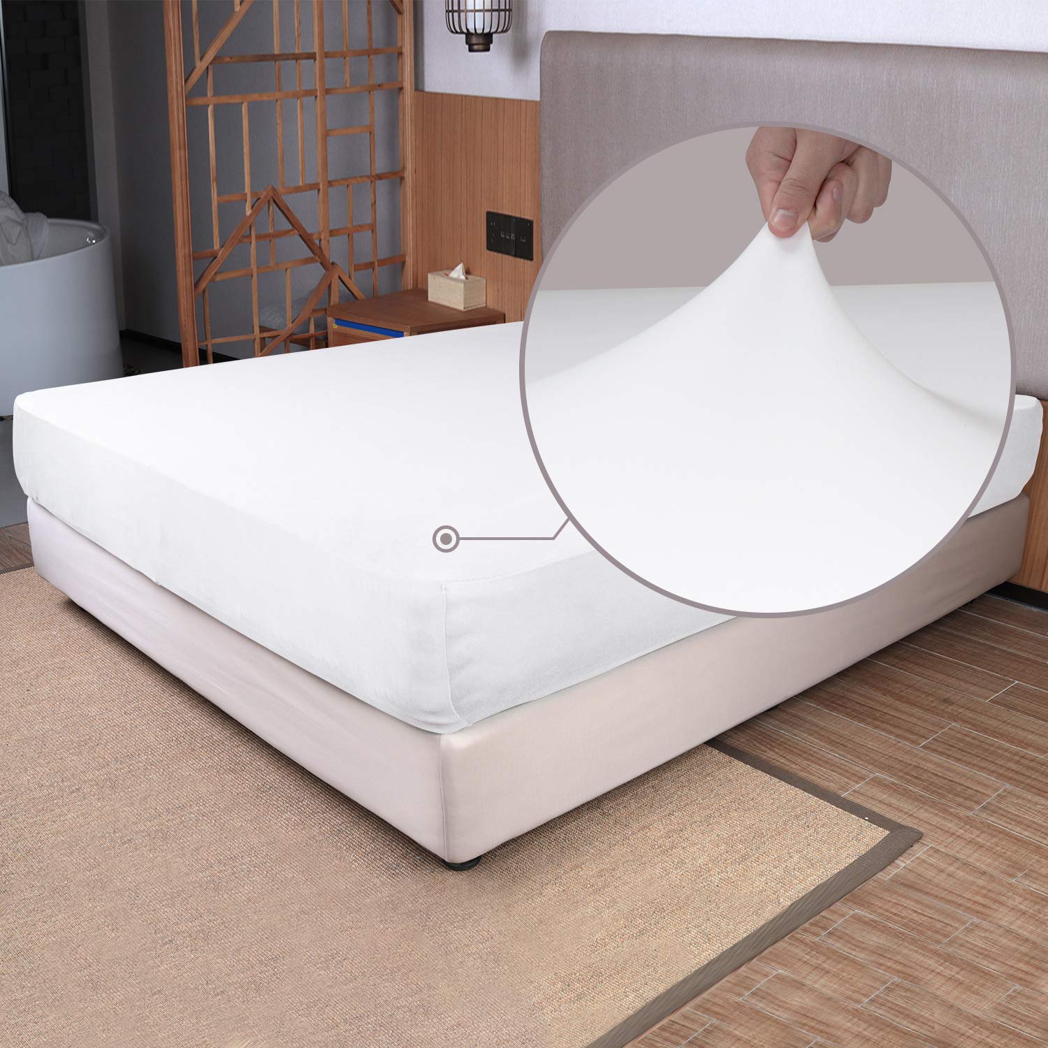 Soft Stretch Full Size Fitted Sheet Only - Jersey Knit, 4-Way Stretchy Snug Fit, Wrinkle Free & Stay In Place, No More Slipping