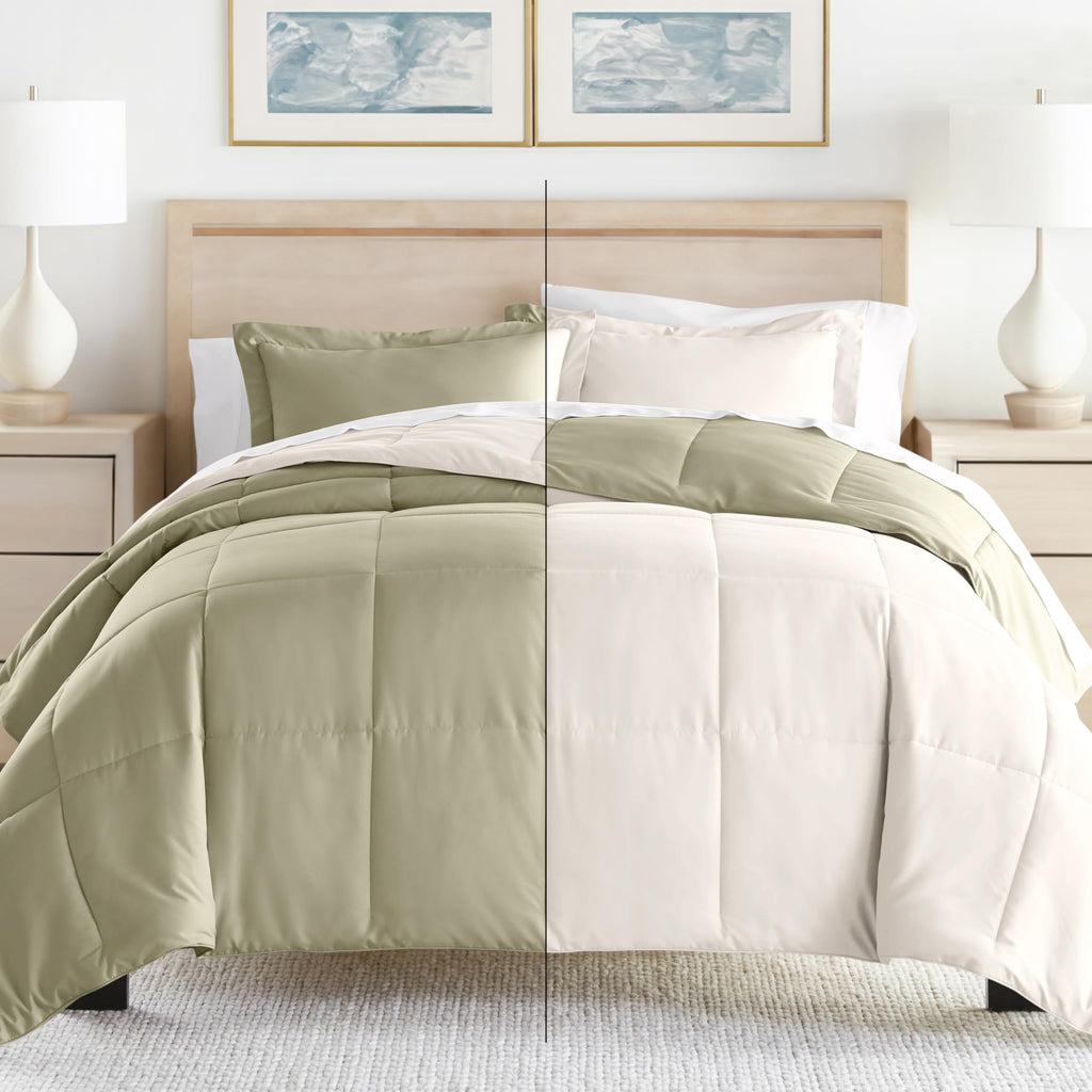Linen Market Reversible Queen Comforter Set (3 Piece) - Bring Luxury Home With Our Soft & Lightweight Down Alternative Comforter