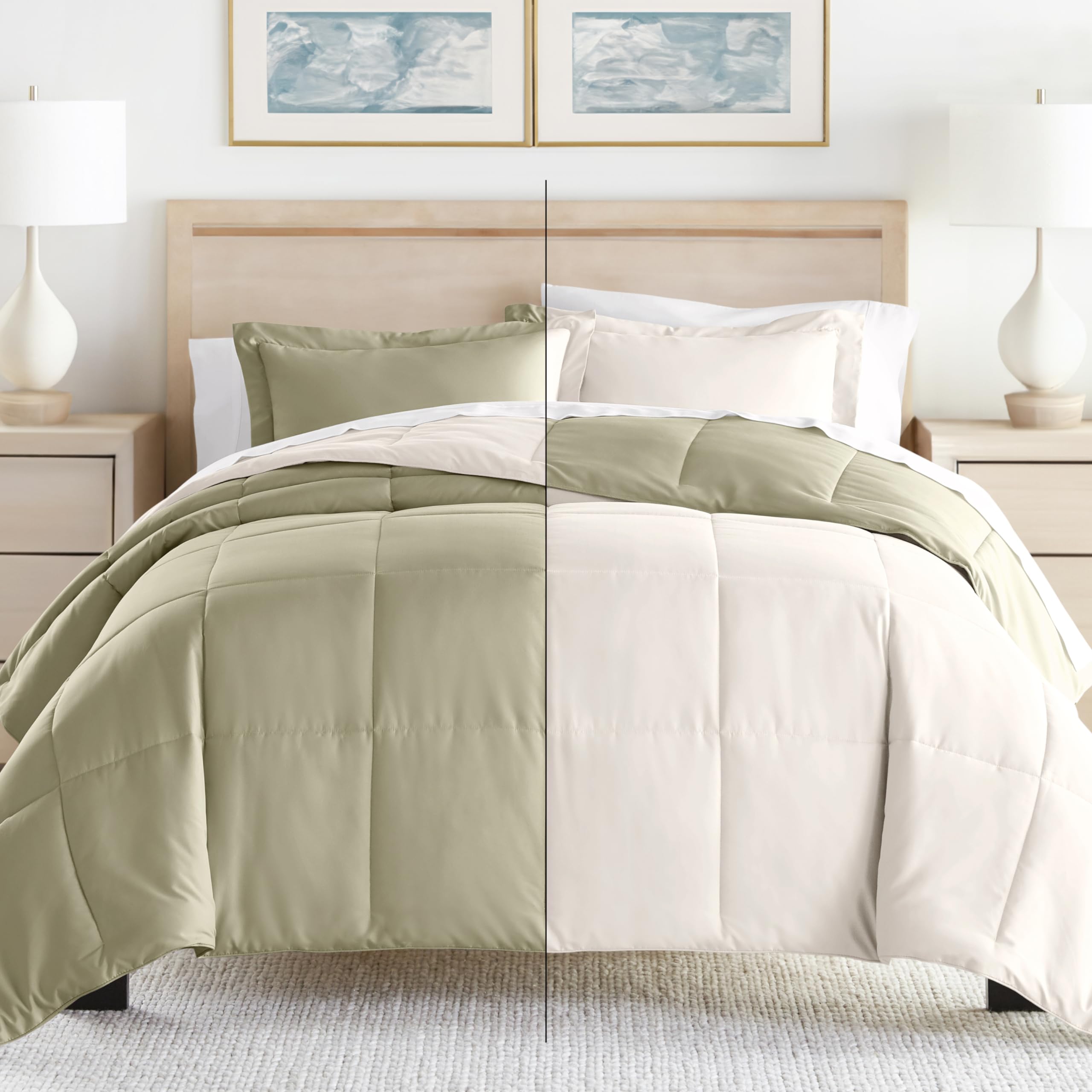 Linen Market Reversible Queen Comforter Set (3 Piece) - Bring Luxury Home With Our Soft & Lightweight Down Alternative Comforter