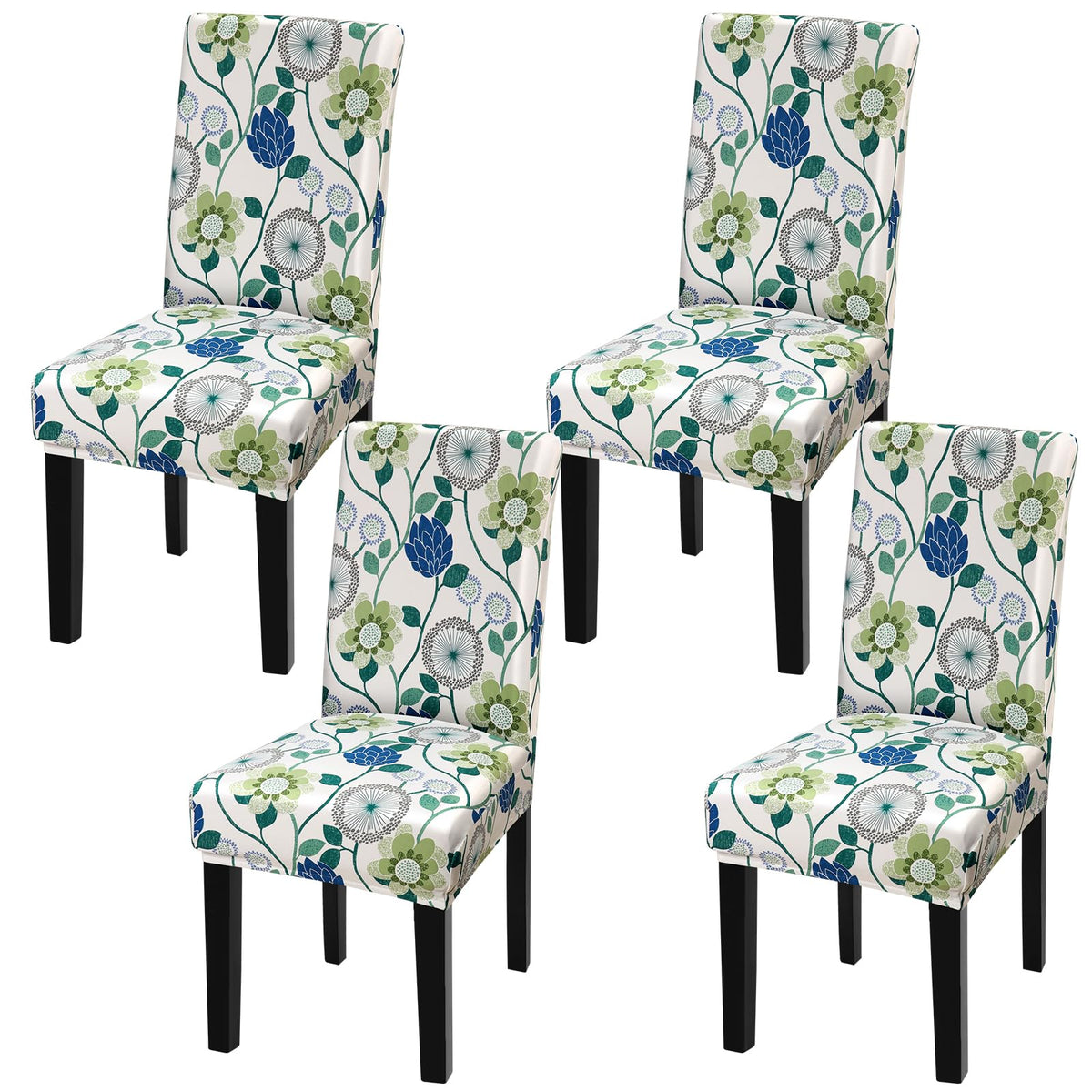 Fuloon Chair Covers For Dining Room 4 Pack, Solid Stretch Dining Chair Covers, Washable Kitchen Slip Covers, Parson Chair Covers Set Of 4 (Floral Printed, 4 Pack)