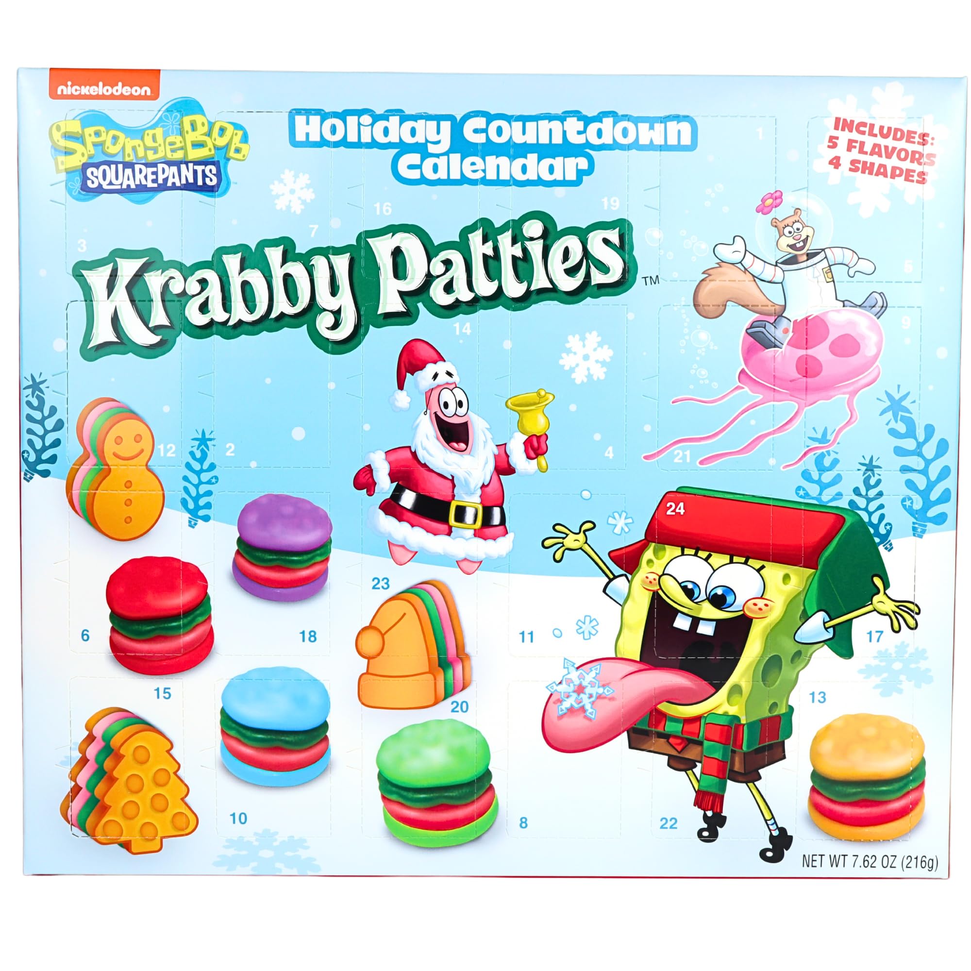 Frankford Spongebob Squarepants Advent Calendar-24 Days Of Krabby Patty Treats, Countdown To Christmas, 7.62 Ounces