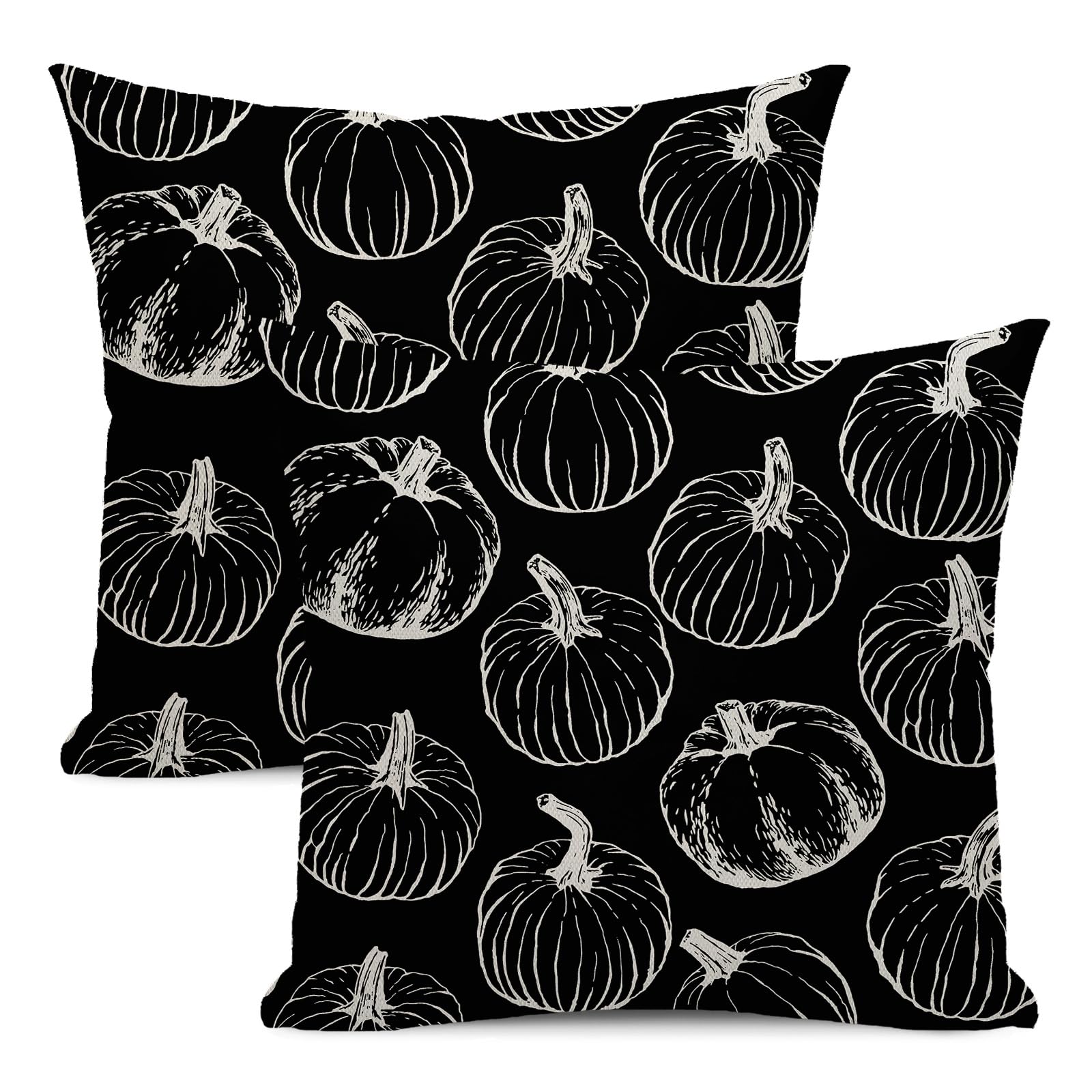 Fall Pillow Covers 18 X 18 Set Of 2 Fall Black Pumpkin Throw Pillow Covers Outdoor Decor Autumn Harvest Thanksgiving Decoration