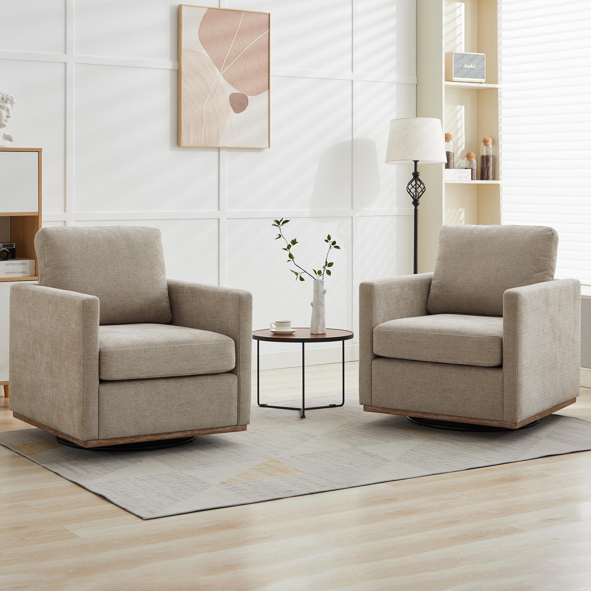 Aoiy & Wifon 30.7' W Swivel Accent Chair Set Of 2, Mid Century Modern Swivel Chairs For Living Room, Comfy Small Accent Chair,