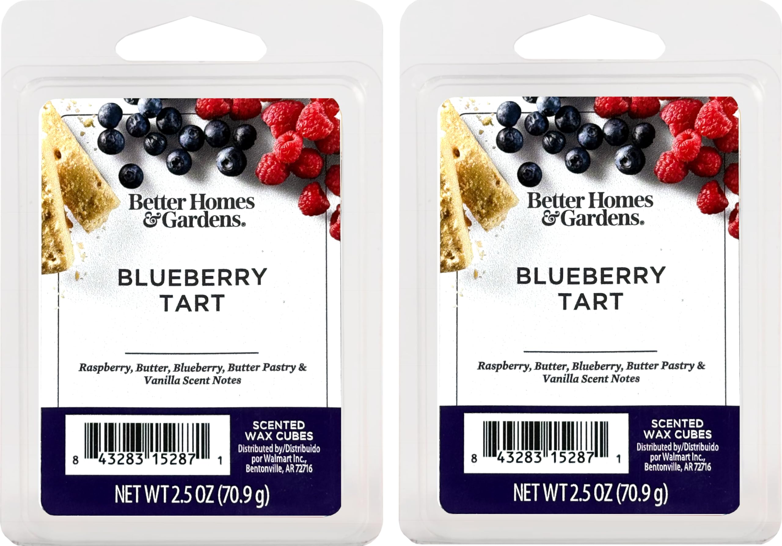 Maclock Better Homes and Gardens Scented Wax Cubes 2.5oz 2-Pack (Blueberry Tart), Neutral, BG154