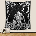 Wonrizon The Lovers Skull Tapestry,Black and White Romantic Constellation Skeleton Tapestries Wall Hanging decor for Living Room
