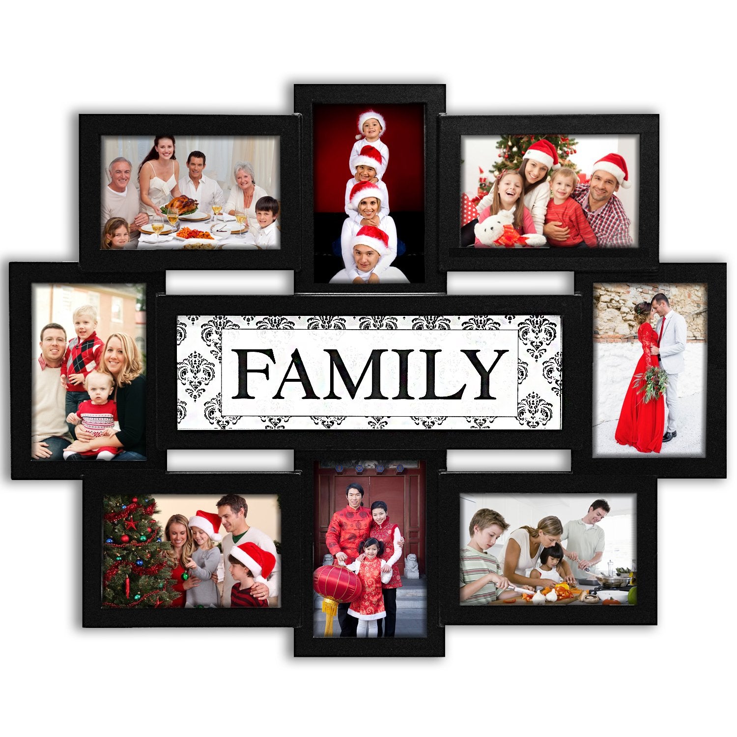 Jerry & Maggie Family Photo Frame 22x17, Family Picture Frames Collage Wall Decor, 9 Opening 4x6 Picture Frames Home, Wall Hangi