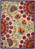 HomeRoots 4' X 6' Red and Ivory Floral Indoor Outdoor Area Rug